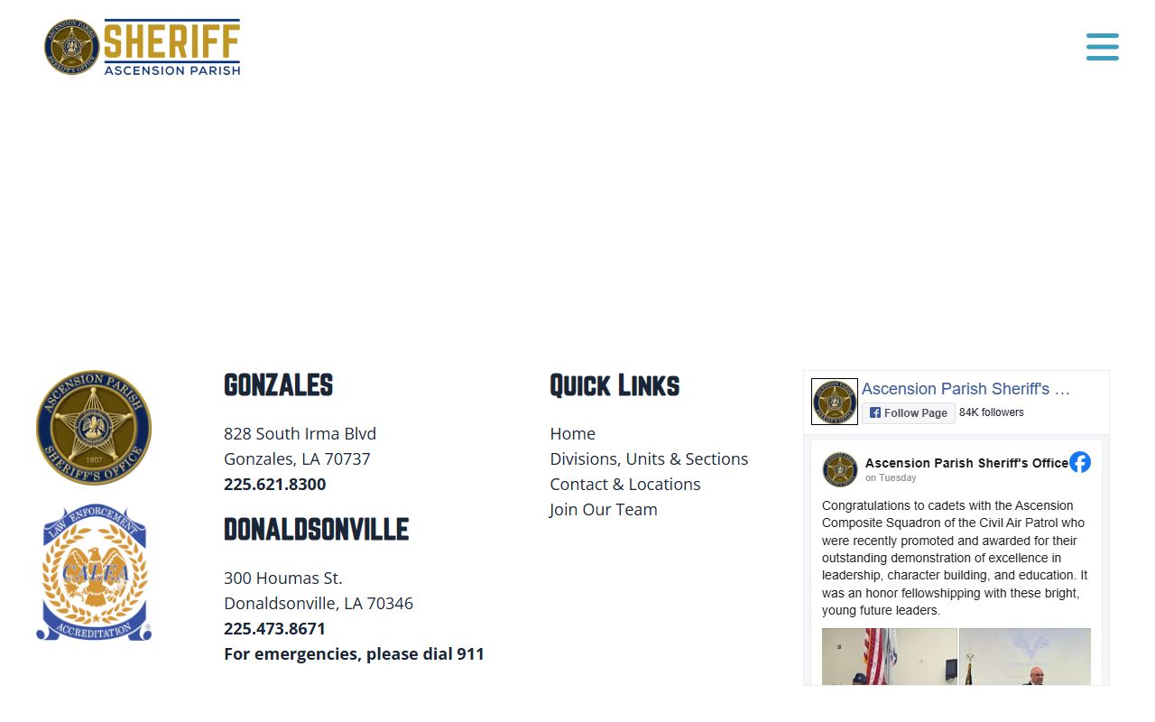 Ascension Parish Sheriff custom inmate search tool for busted mugshots