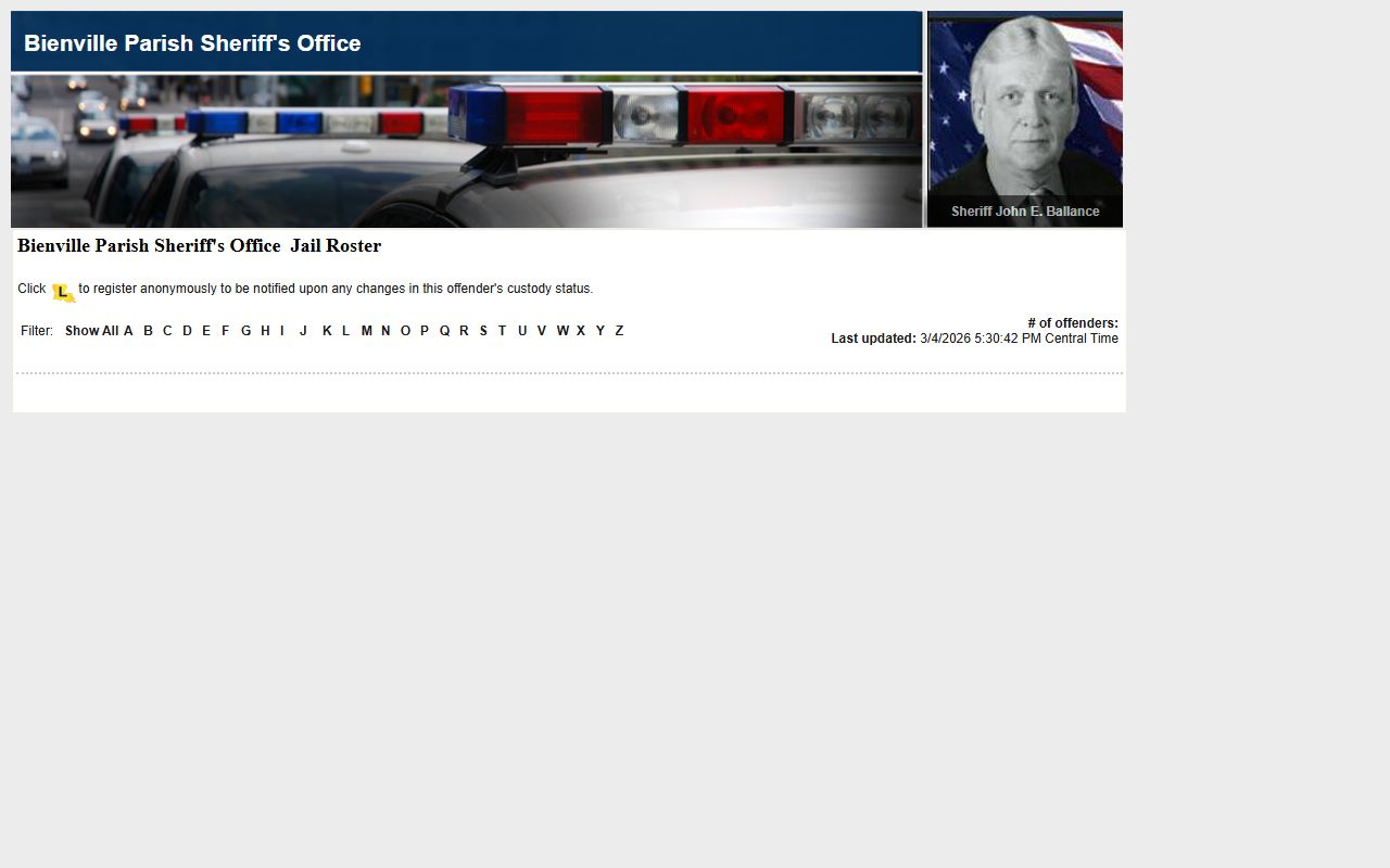 Bienville Parish busted mugshots inmate search page on LAVNS