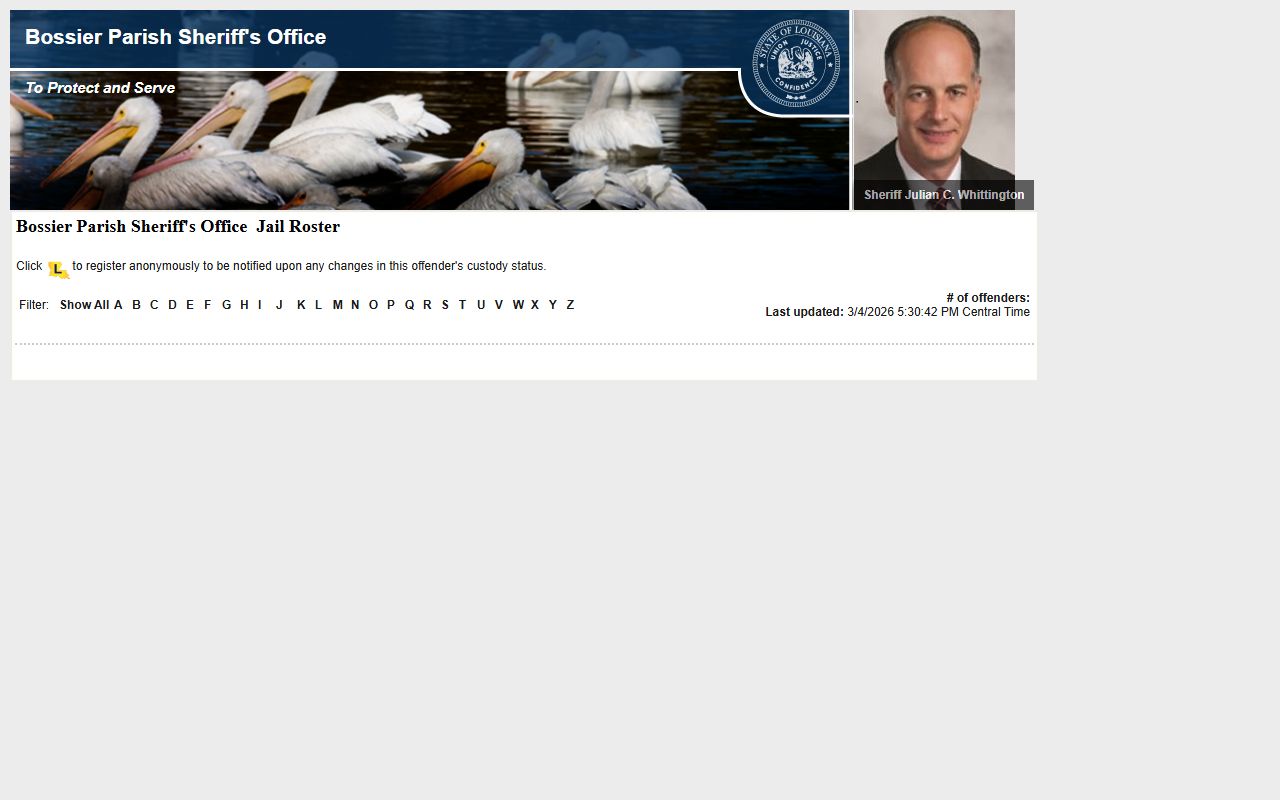 Bossier Parish busted mugshots LAVNS inmate roster search