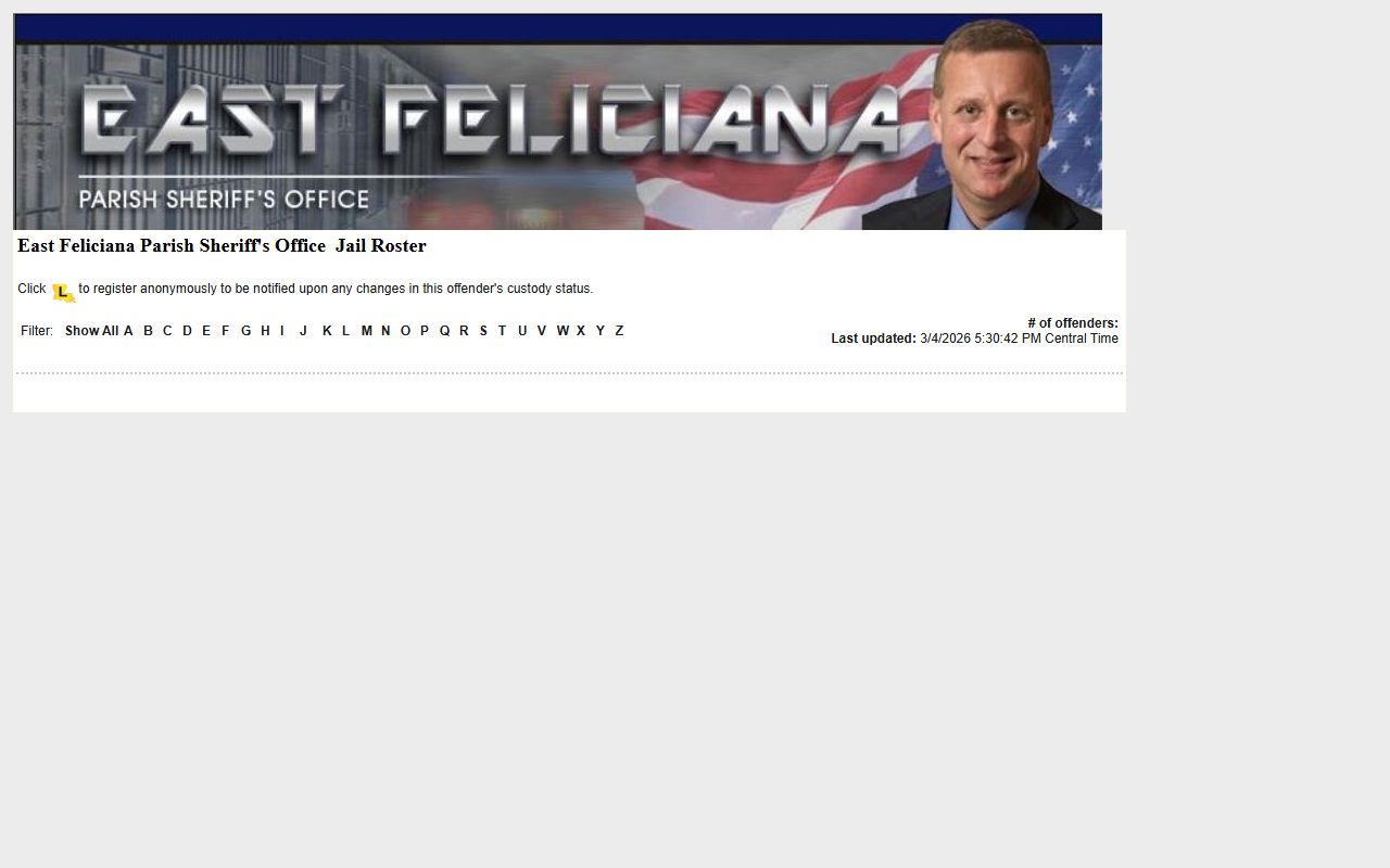 East Feliciana Parish busted mugshots inmate search on LAVNS portal