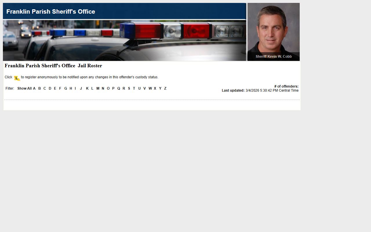 Franklin Parish busted mugshots LAVNS inmate search portal