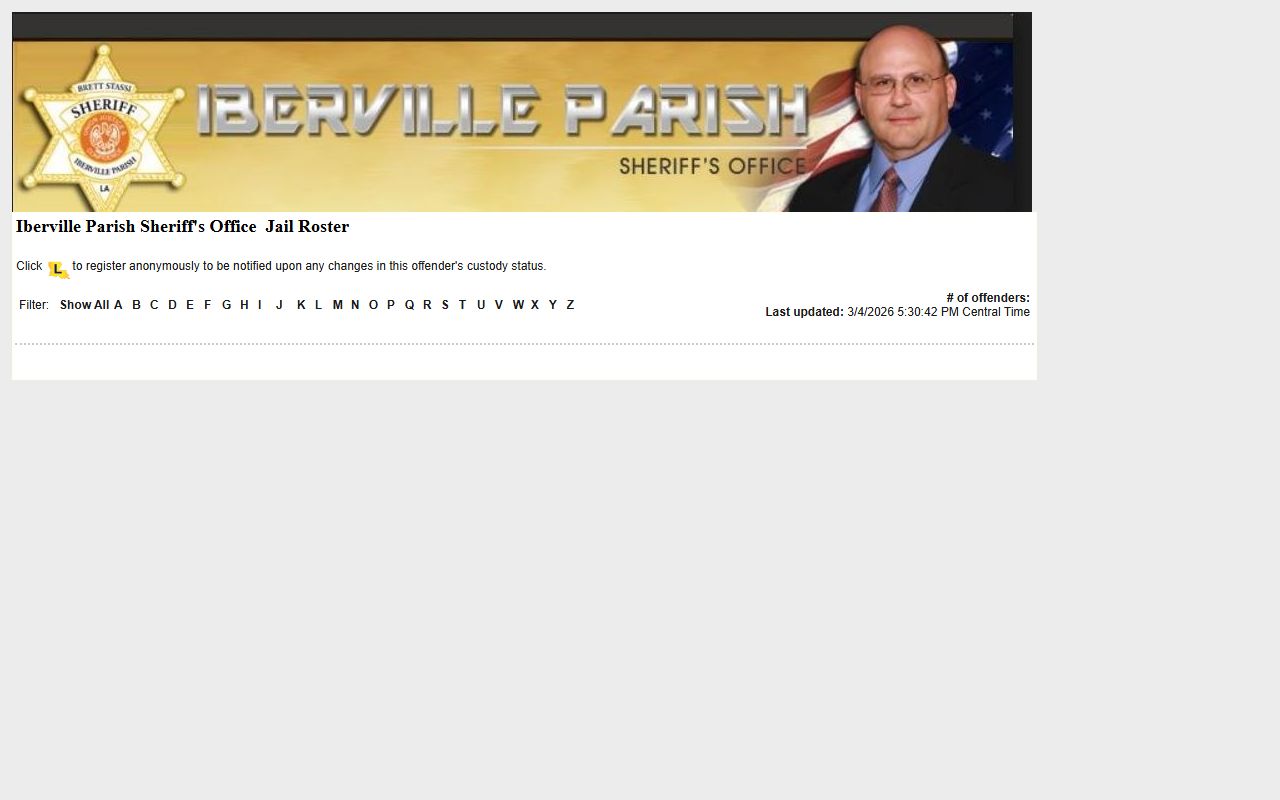 Iberville Parish busted mugshots LAVNS inmate search page