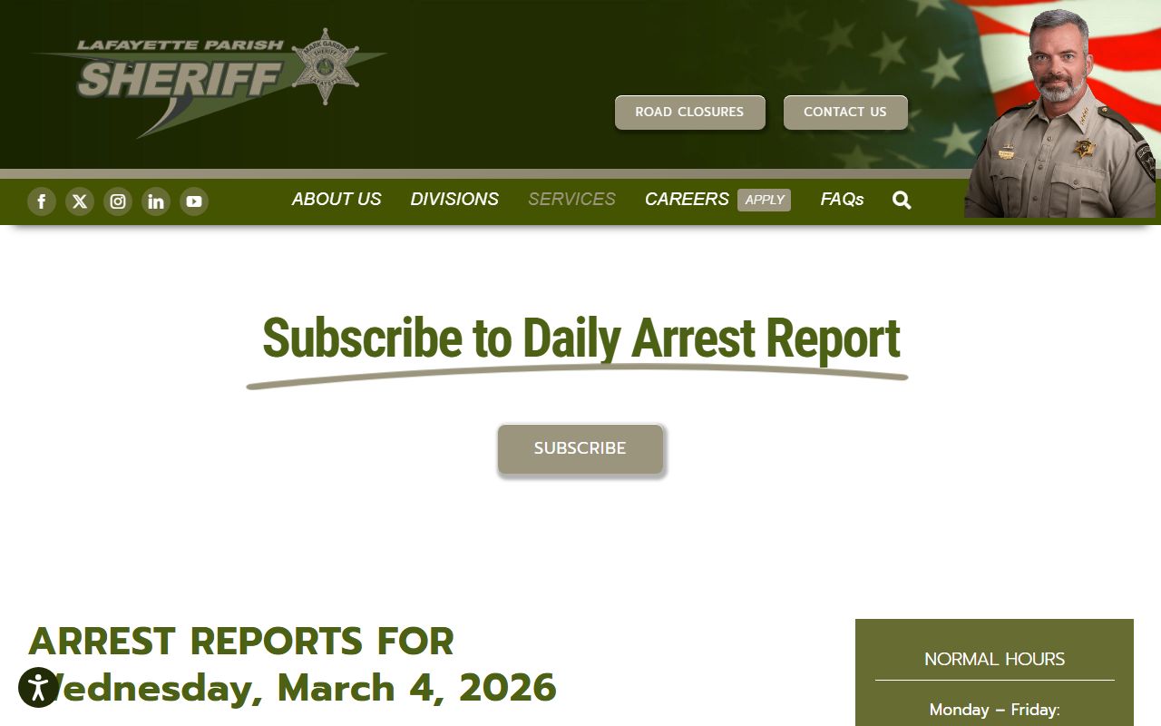 Lafayette Parish Sheriff daily arrest report search for busted mugshots