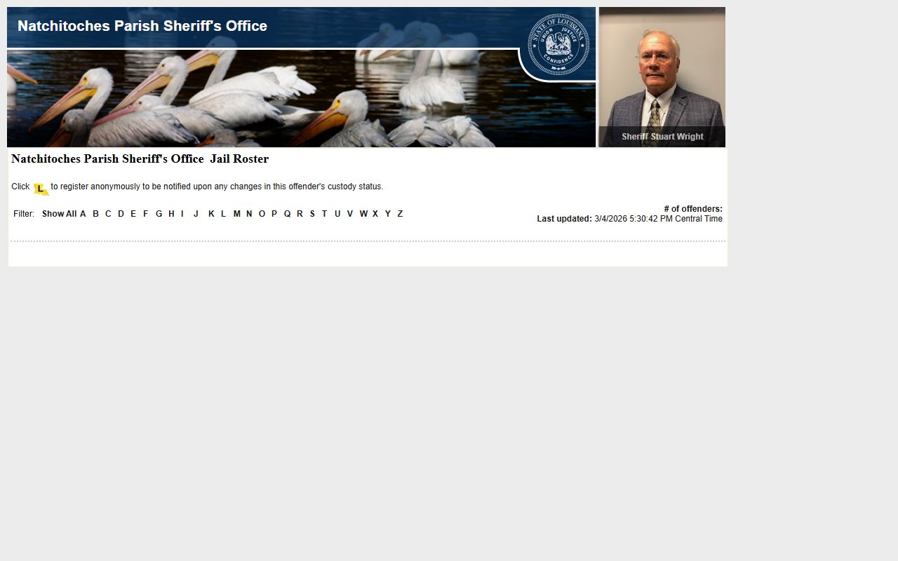 Natchitoches Parish busted mugshots LAVNS inmate search portal