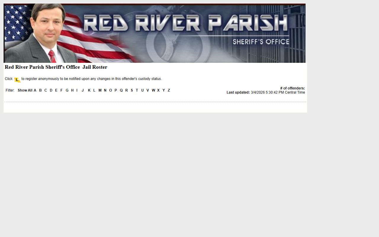 Red River Parish busted mugshots LAVNS inmate search page