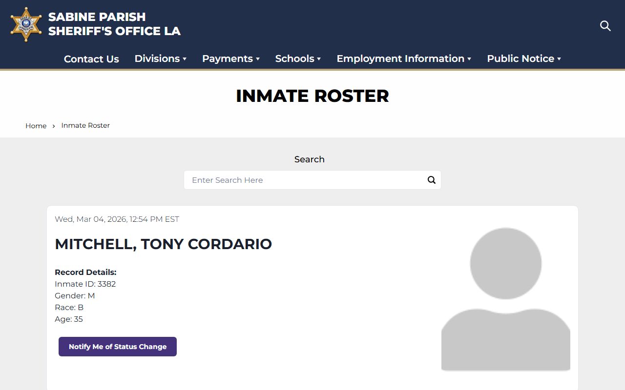 Sabine Parish busted mugshots inmate search on sheriff website