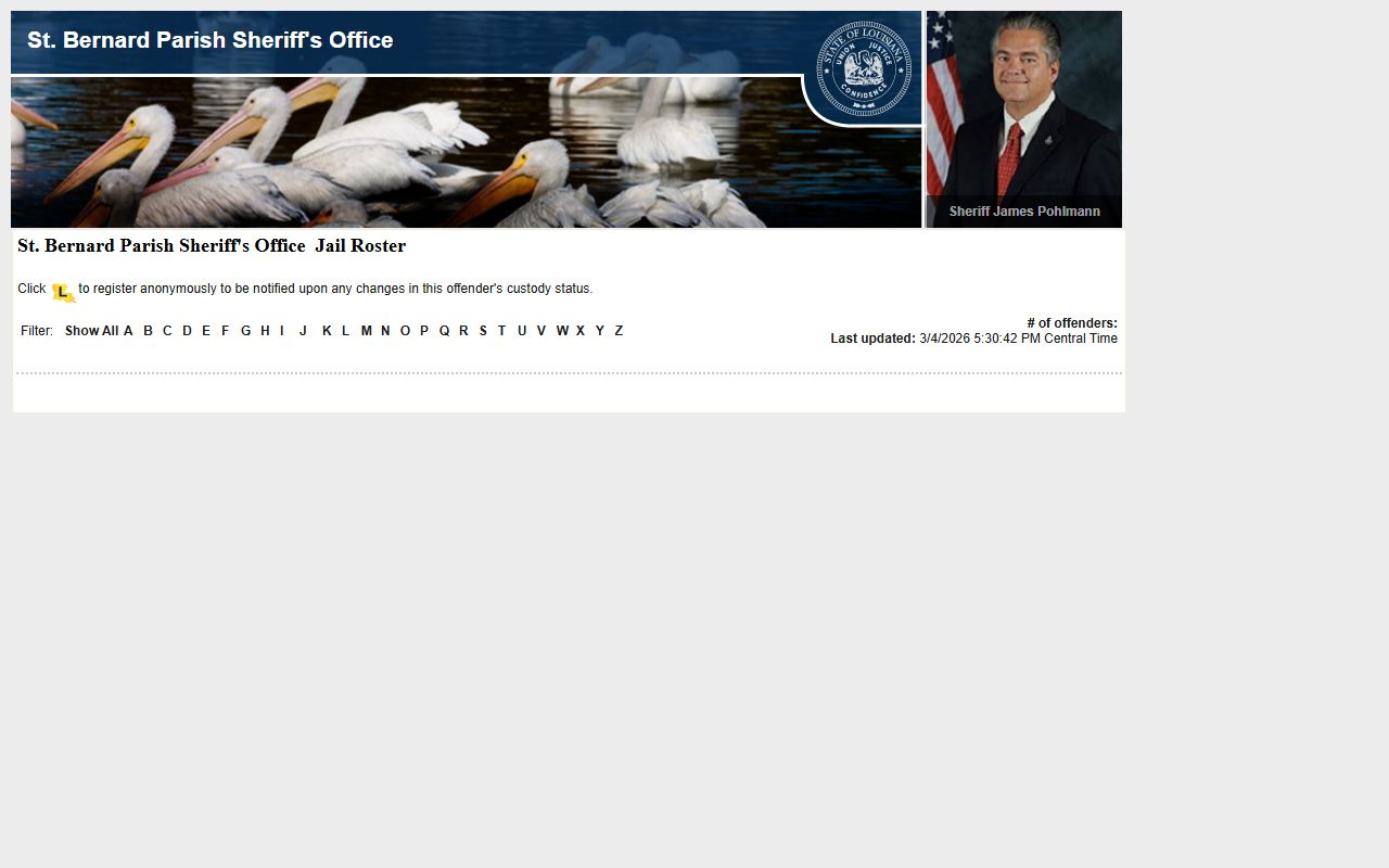 St. Bernard Parish busted mugshots LAVNS inmate search page