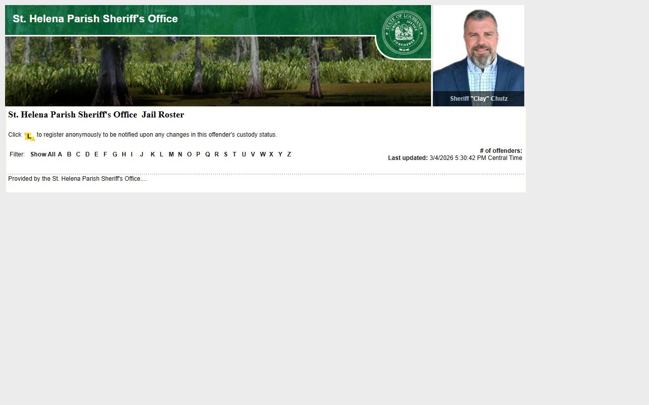 St. Helena Parish busted mugshots LAVNS inmate search page