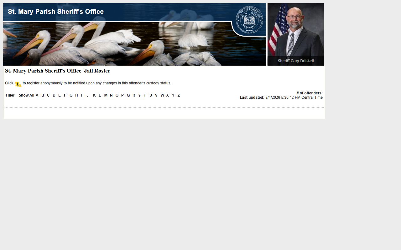 St. Mary Parish busted mugshots inmate search page on LAVNS