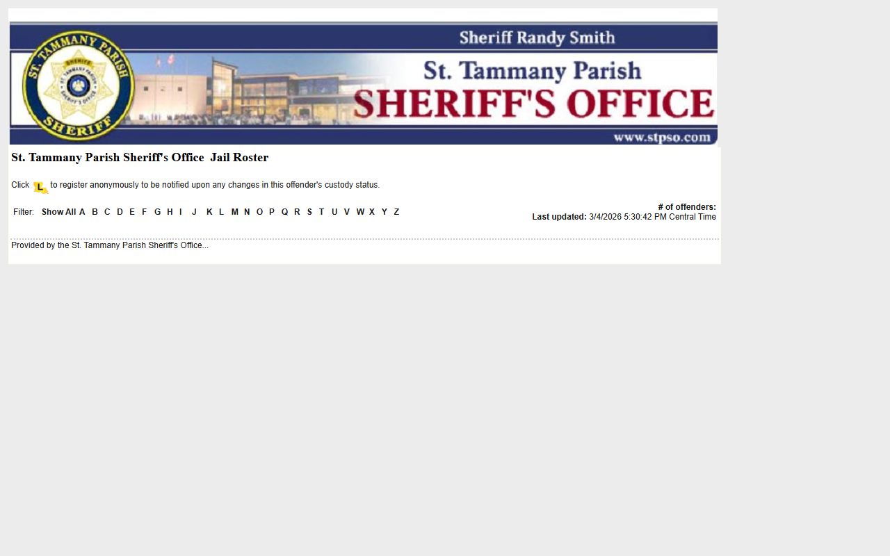 St. Tammany Parish busted mugshots inmate roster on LAVNS